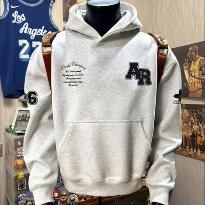 设计感小众植绒字母刺绣连帽潮牌卫衣男2025新款美式高街痞帅外套