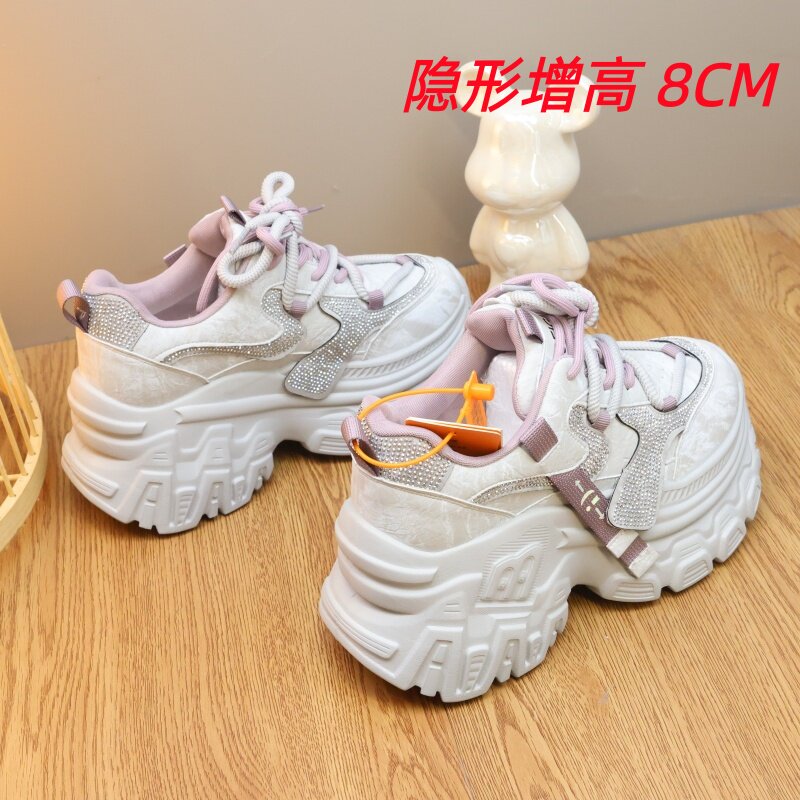 莫珂莎水钻厚底增高女老爹鞋