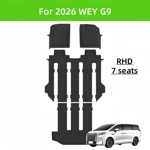 For 2026 WEY G9 RHD 7 seats TPE Car Floor Mat/Rear Trunk Mat
