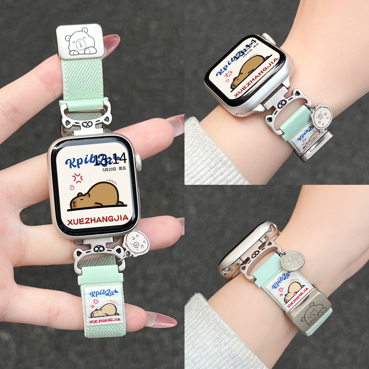 9/8por新款卡皮巴拉涂鸦磁吸表带