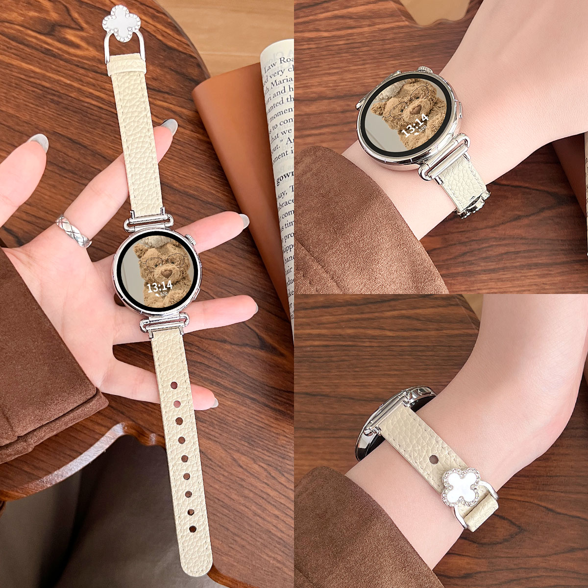 秋冬新品幸运四叶草间皮革表带