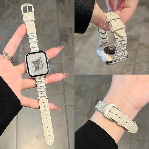 FIT4新款不规则镶钻荔枝纹皮表带