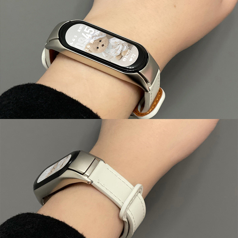 小米手环3/4/5/6/7腕带nfc手腕带三四五六七代表带高级真皮女生