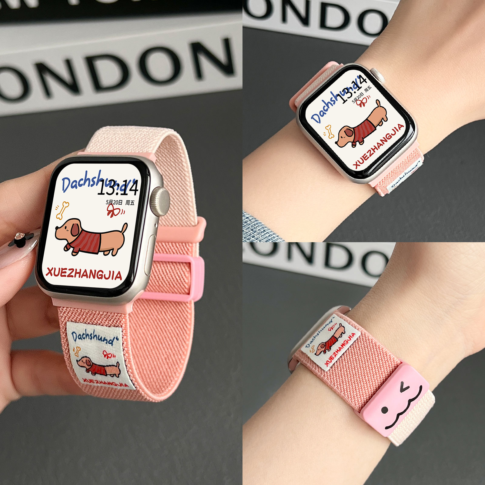 FIT4新款创意腊肠狗涂鸦磁吸表带
