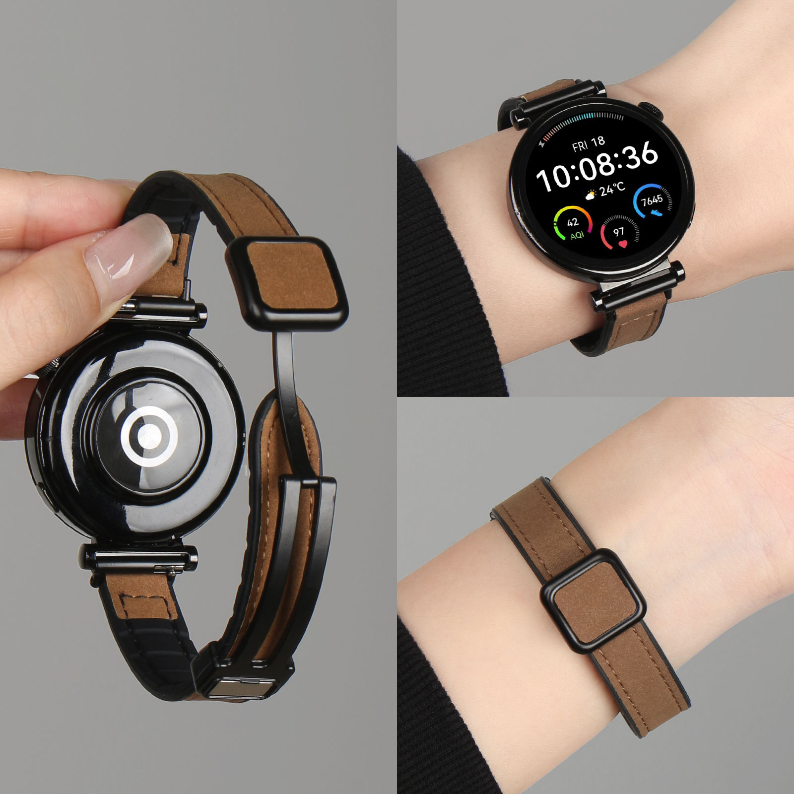 GT6手表秋冬新款疯马皮磁吸表带