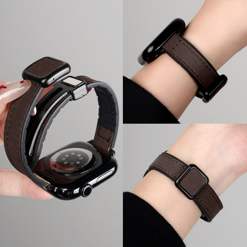 FIT4手表秋冬新款疯马皮磁吸表带