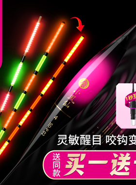 小凤仙咬钩变色夜光漂led高灵敏电子超亮夜钓浮漂鲫鱼漂日夜两用
