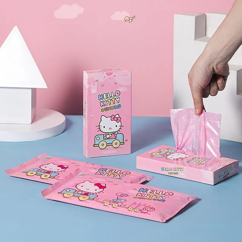 HelloKitty 加厚车载垃圾袋彩色家用背心式一次性桌面塑料袋小号