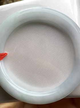 HR-148：天然A货缅甸翡翠54圈口圆条白月光手镯一条