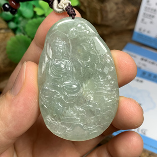 HR-94：天然A货缅甸翡翠晴底佛观天下吊坠一件