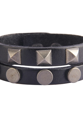 暗扣开封手链 复古朋克皮手链 古银铆钉手镯 潮流时尚情侣手环