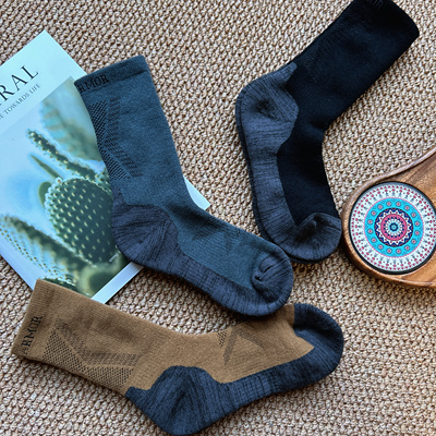 80%merino wool美利奴羊毛袜全毛圈加厚保暖户外徒步登山中筒男女
