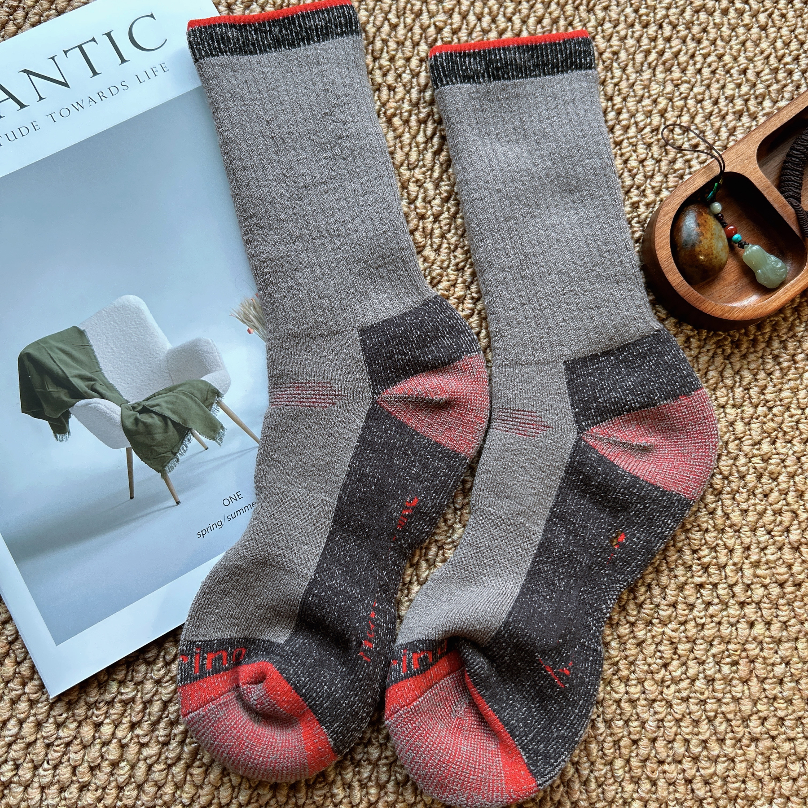 80%merino wool美利奴羊毛袜加厚减震全毛圈保暖户外徒步运动密实