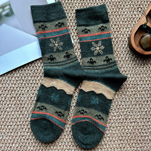 merino wool美利奴羊毛袜印花毛巾底户外运动休闲商务男女