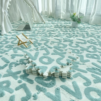 毛绒拼接地毯卧室满铺床边客厅地垫阳台立体字母印花宝宝爬行垫子