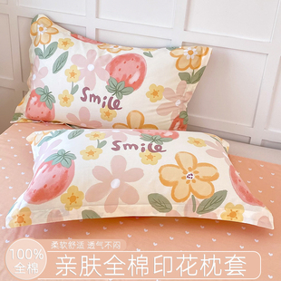100%全棉枕套斜紋印花雙人單人學(xué)生宿舍48x74cm成人枕套2只一對(duì)裝