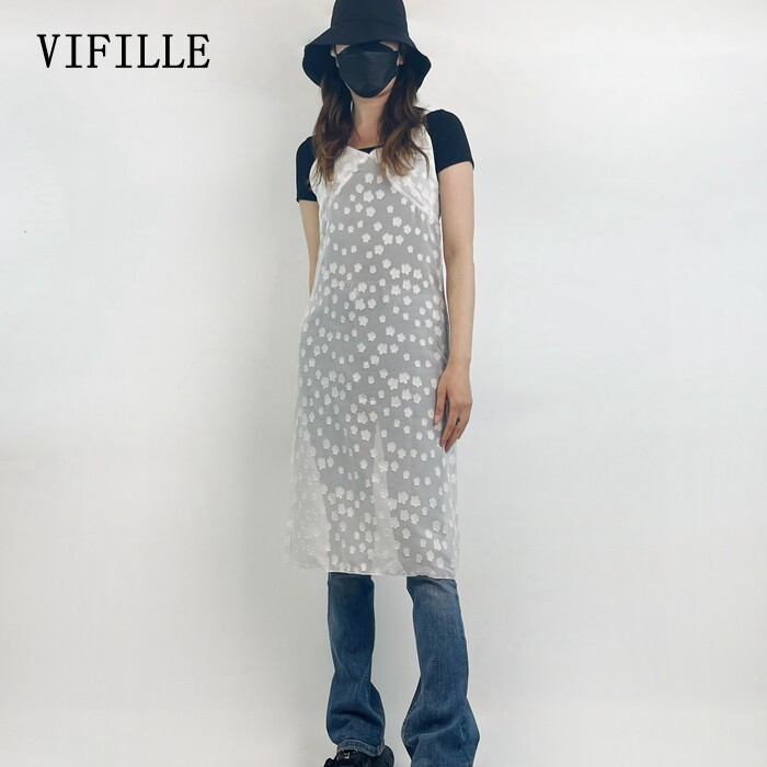 VIFILLE24春夏新款叠穿雪纺百搭宽松吊带连衣裙直筒裙V2X35100798