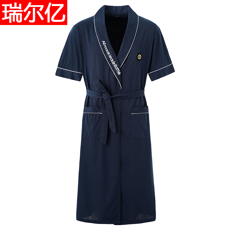 睡袍男士夏季纯棉短袖