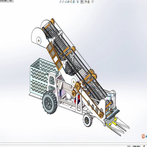 土豆收获机三维设计solidwork2022建模3d图纸模型 马铃薯挖掘机