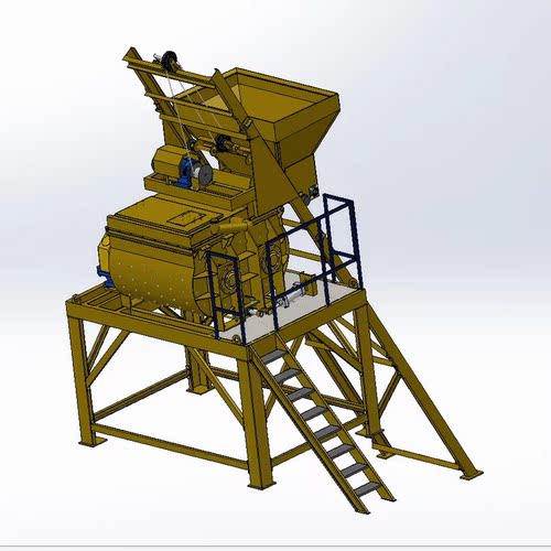 JS750混凝土搅拌机设计【含三维SW2012模型+5张CAD图纸+说明