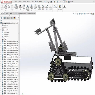 基于solidworks多节履带煤矿救援机器人设计三维模型+CAD图纸说明