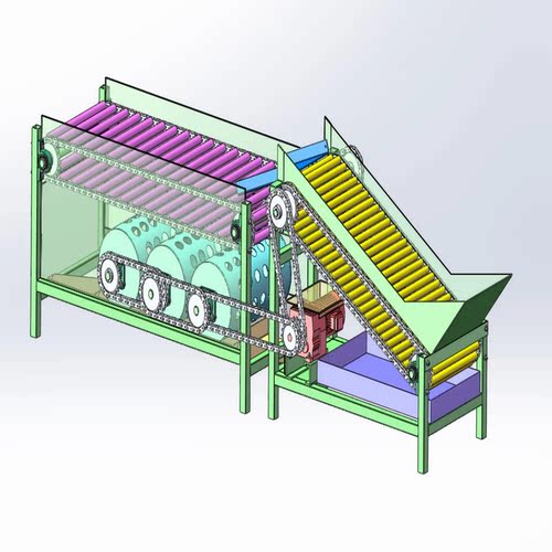 自动土豆筛选机设计SolidWorks2018三维模型 可进行编辑，带参数