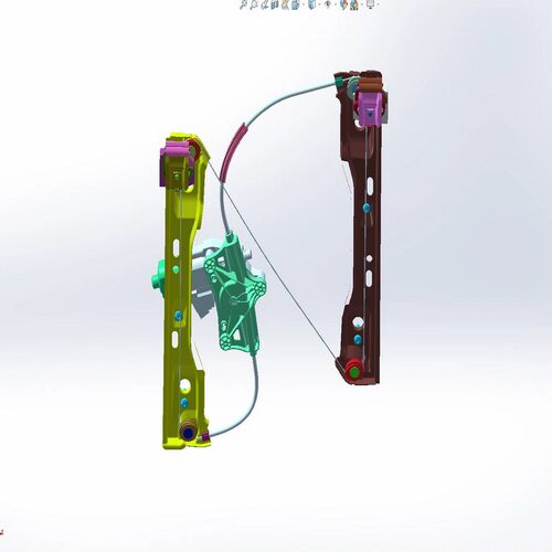 东风车门车窗电动玻璃升降器三维设计solidworks建模stp格式模型