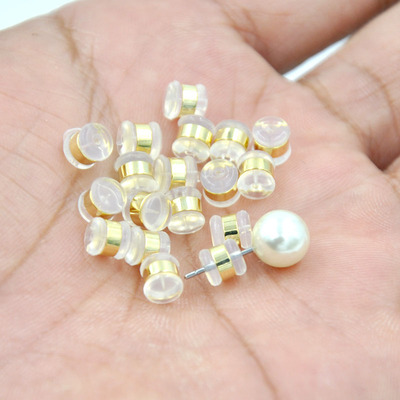 硅胶透明圆柱形白金色耳堵