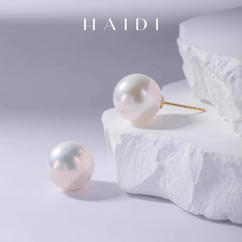 海蒂忆镜淡水珍珠耳钉18K金