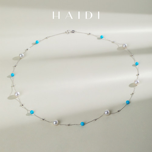 海蒂珠宝蓝玫瑰满天星项链