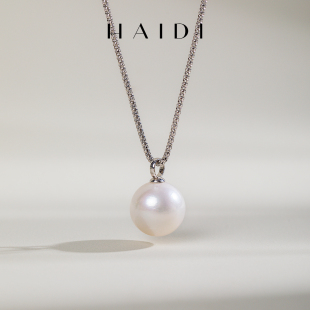 14mm大颗粒淡水珍珠吊坠 精工S925银毛衣链 沉凛 海蒂珠宝