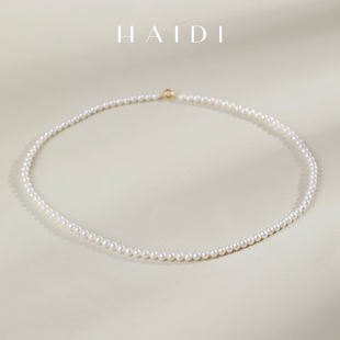 4mm淡水珍珠Baby珠项链 18K金女送女友礼物 甜蜜慕斯 海蒂珠宝