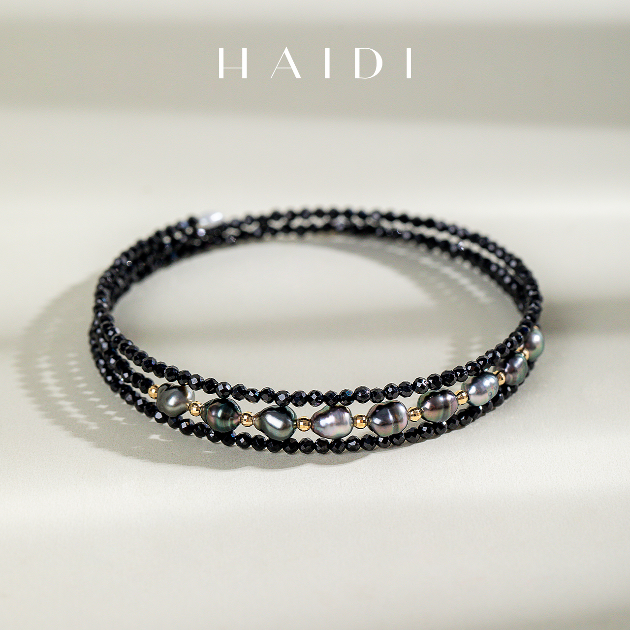 海蒂珠宝 深海旋律 深海keshi+黑色尖晶石巴洛手镯 七夕送礼好物