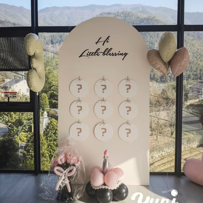 奶茶色性别揭示派对背景KT板迎婴派对装饰Gender Reveal Backdrop