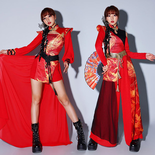 中国风爵士舞年会跳舞服装女套装国潮打鼓服新款爵士女团演出服装