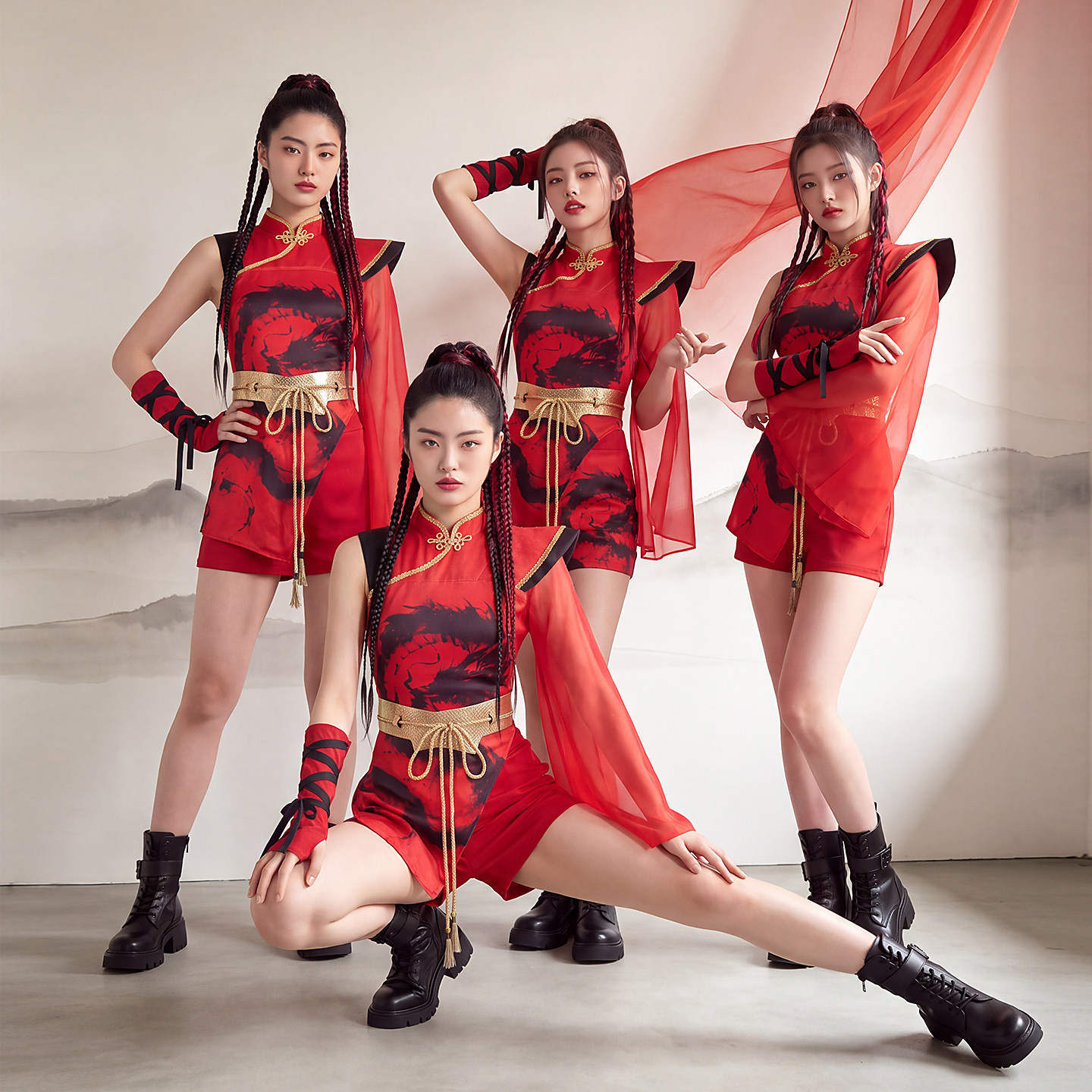 舞依芭酒吧ds演出服新款夜场红色国潮领舞服女爵士中国舞舞台服装