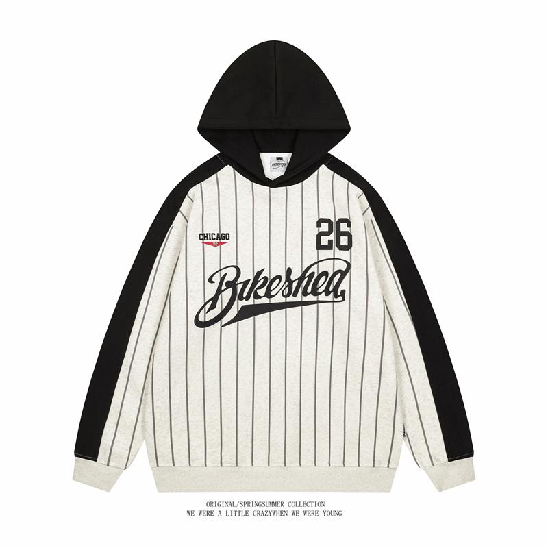 条纹连帽卫衣男女宽松