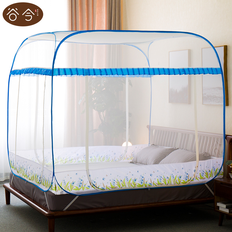 家用活顶折叠三门蚊帐卧室拉链