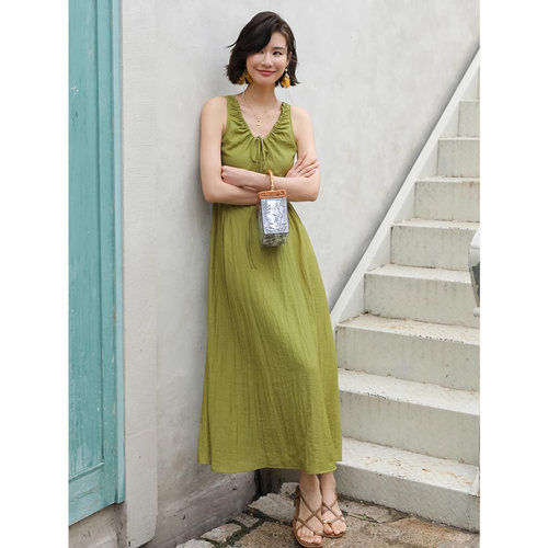 绿色背心连衣裙女吊带