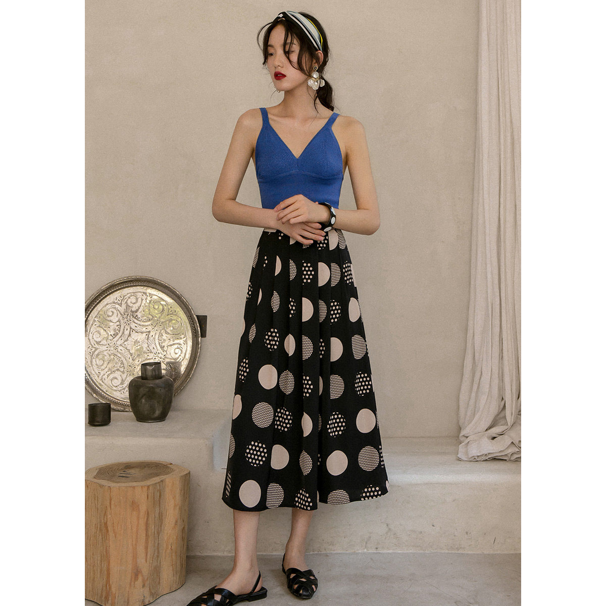 Mi ancient Thin section Umbrella skirt Chiffon Wave Half skirt Bouffancy skirt summer Little skirt black The dressin the Women's clothing/Boutique , Skirts  category - from Buy2taobao.com to provide professional Taobao agent buy service
