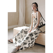 弥古法式 碎花玫瑰连衣裙海边度假吊带长裙女夏季 裙子沙滩裙高级感