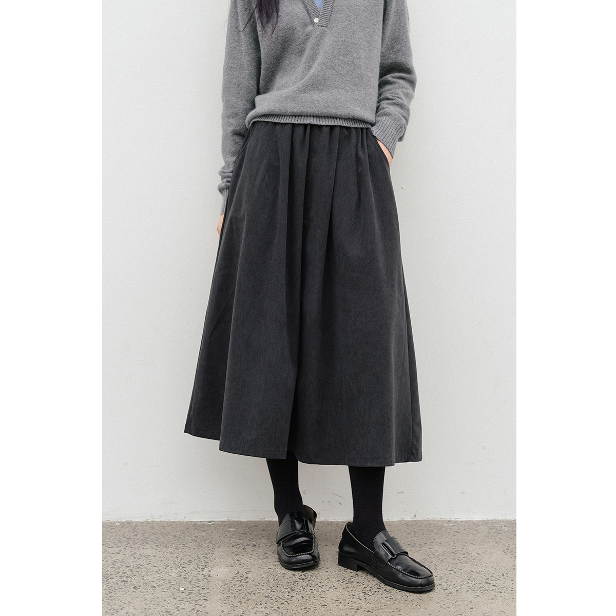 小个子灯芯绒半身裙女