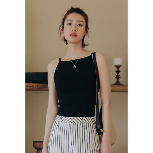 黑色吊带背心女无袖内搭打底衫
