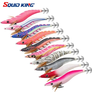 SQUID KING 3.5号3.0号2.5号夜光木虾鱿鱼钩激流深水区铅头带响珠