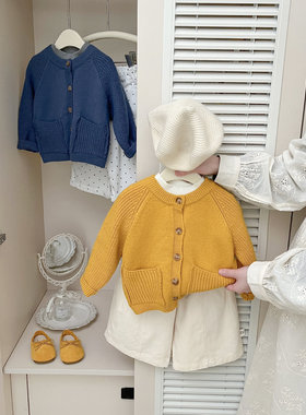 早春女童时尚针织开衫2026春秋季新款婴幼儿洋气韩系毛衣百搭外套