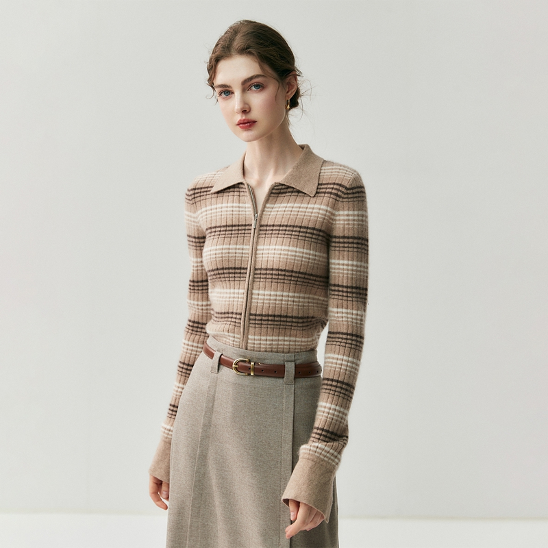 2025秋冬新款山羊绒衫女polo宽松