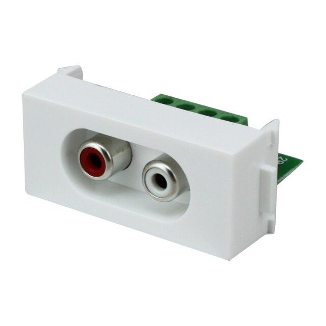 贝桥n86-610hk 莲花音频免焊接卡线模块电视av墙插2rca音频面板