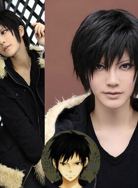 盗墓笔记 张起灵/云雀/蓝波/临原折也 黑色美少年cosply假发 特价