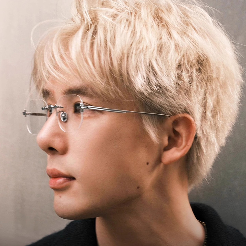 王安宇同款超轻无边框金丝眼镜男款近视可配度数防蓝光斯文高级感