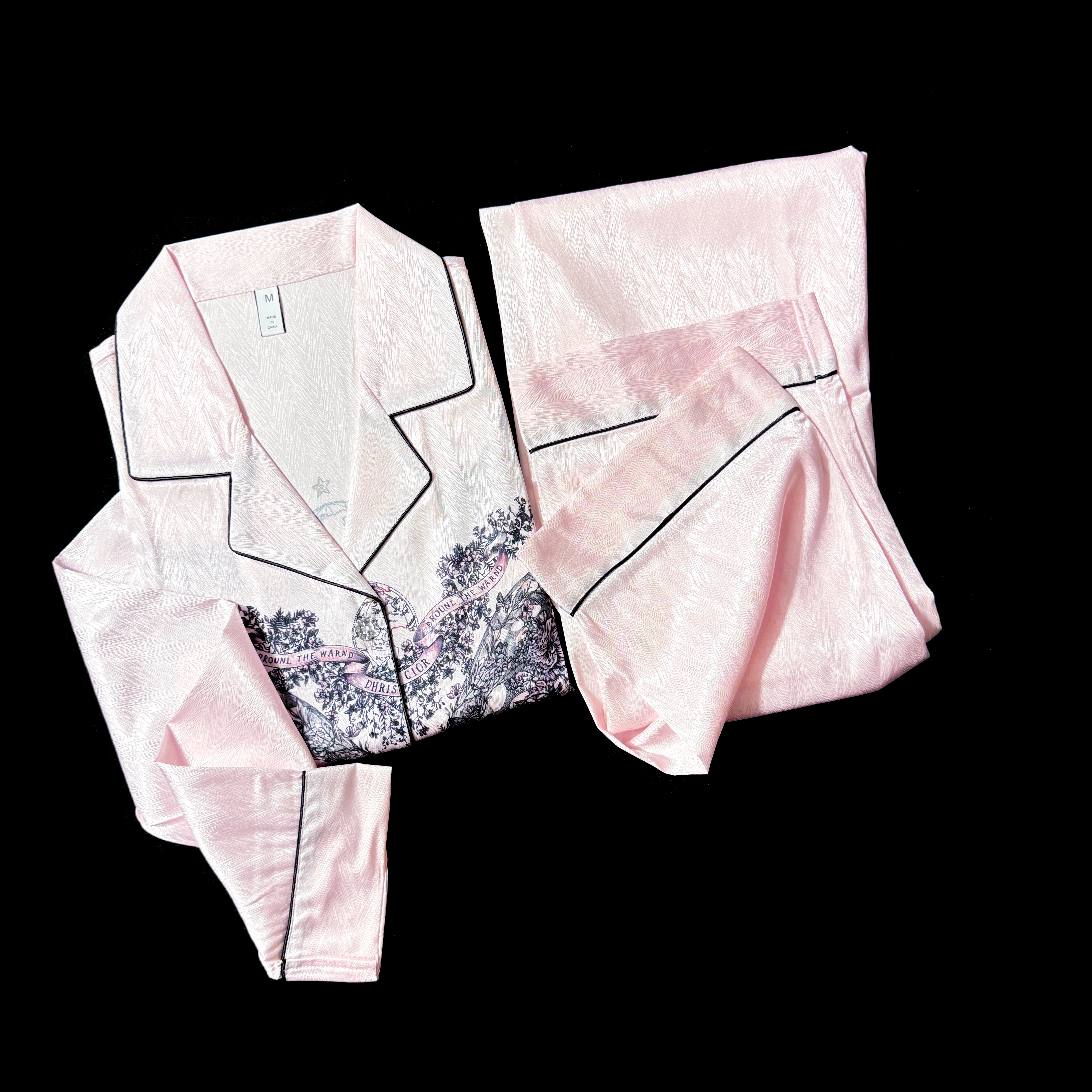 春秋新款高级感轻奢冰丝睡衣女款质感蝴蝶印花流行长袖长裤家居服